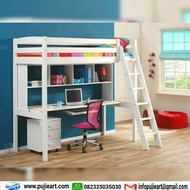 Tempat Tidur Tingkat Meja Belajar Anak, Kasur Tingkat 1 Anak Modern