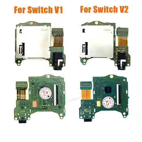 Replacement Game Card Slot Socket Reader Board for Switch V1/V2 Game Console with Earphone Headphone