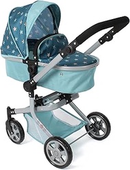 Bayer Chic 2000® 2-in-1 Mika Doll's Pram - Turquoise Stars - Foldable - Height-Adjustable Handle 47-