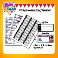 30pcs per set Sticker Nama Stiker Kelas Buku Sekolah