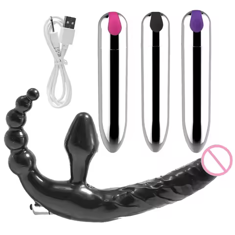 Purple Vibrating Prostate Massager with Bullet Vibrator 10 Modes Remote Control Anal G-Spot Stimulat
