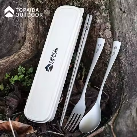 Titanium Cutlery Reusable Camping Spoon Spork Set Lightweight Camping Tableware Outdoor Flatware