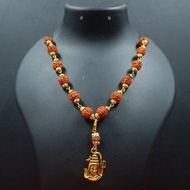 5 Face Rudraksha Mala / Malai with Golden Shiva Pendant - (Unisex)