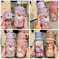500ml Thermos Bottle, Cute Cartoon Pattern Thermos Bottle with Book Rope (6h - 12h)