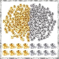 [I O J E] 80pcs Crimp Beads for Jewelry Making, Gold Silver Spacer Beads Metal Bead Stopper Crimp Ch
