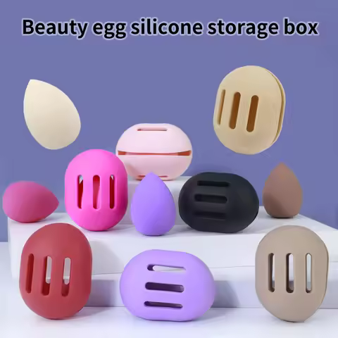1pc Makeup Sponge Anti-dust Cover Silicone Beauty Blender Organizer Travel Powder Puff Storage Box B