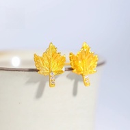 916 Gold Stud Earrings Anting-Anting Bunga Emas 916/Diamond Maple Leaf Earrings Gold 916