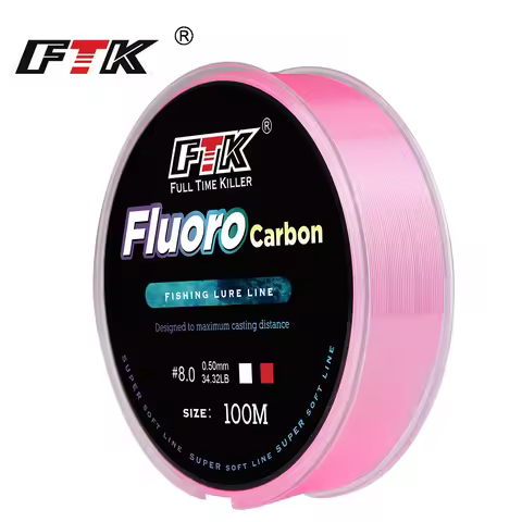 FTK 100m 4.13-34.32LB Fluorocarbon Fishing Lure Line 0.14mm-0.5mm Pink Carbon Fiber Fly Fishing Line
