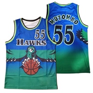 HIJAU IMPORTED EMBROIDERY OF CLASSIC ATLANTA HAWKS 55 DIKEMBE MUTOMBO RELOAD BASKETBALL JERSEY GREEN