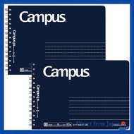 Kokuyo Campus Twin Ring Notebook Adult Campus Half Size Dot B6 Variant Navy 50 Sheets Set of 2