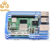 Raspberry Pi 5 Acrylic Blue Transparent Alternating Case Pi5 Case Compatible with Official Heatsink 