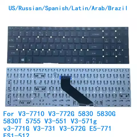 US RU SP LA AR BR Backlit Keyboard For Acer V3-7710 V3-772G 5830 5830G 5830T 5755 V3-551 V3-571g v3-