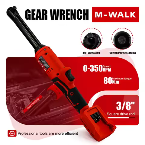 M-WALK Electric Wrench 80NM Extended Long 3/8 Inch Ratchet Wrench Disassembly Nut Car Maintenance Fo
