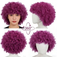 Jualan langsung rambut palsu gaya afro, rambut palsu badut, rambut palsu berwarna-warni untuk pesta 