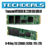 Transcend MTS830S M.2 2280 SSD SATA III, B+M Key, TLC | 256GB | 512GB | 1TB | 2TB