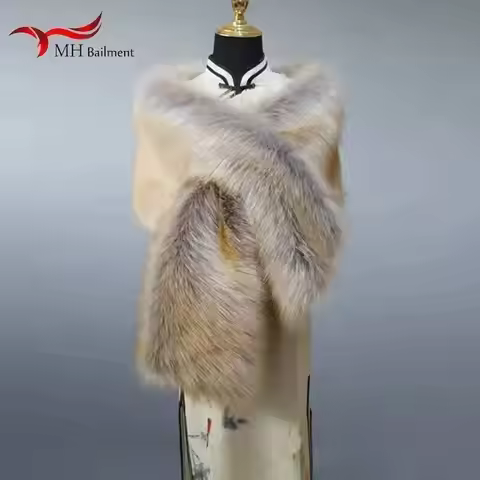 32 Colors 165*30cm Women Luxury Warm Faux Fox Fur Shawl Winter Ladies Plush Scarf Wraps Cloak Coat W