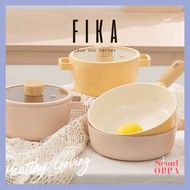 [Neoflam] FIKA Mini Wok and Pot Set 16, 18cm Induction available Pink Peach Edition or Yellow Non Stick Coating Frying Pan Sherbet