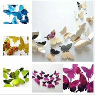 12Pcs 3D Butterfly Mirror Wall Sticker Decal Wall Art Removable Room Decorations