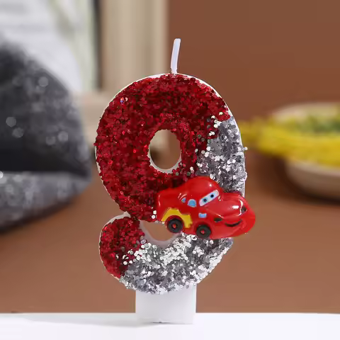 Red Car Birthday Candles. Silver 0-9 Number Candles. Super Shiny Slice Cake Dessert Plugin. Party At