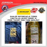 DUNLOP MOTORCYCLE TIRE 130/70-13 (SCOOT SMART 2) WITH FREE DUNLOP SHIRT AND TIRE SEALANT