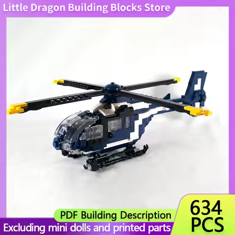 EC 135 Gendarmerie Military Helicopter Model MOC Building Bricks War Equipment Modular Gifts Holiday