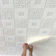 10pcs/20pcs 3D Wall Tiles Stickers, Foam Self-Adhesive Anti-Collision Wallpaper, Waterproof Ceiling 