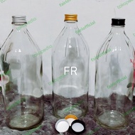 botol kaca polos 1liter botol kaca bening 1000ml botol apel tutup seng