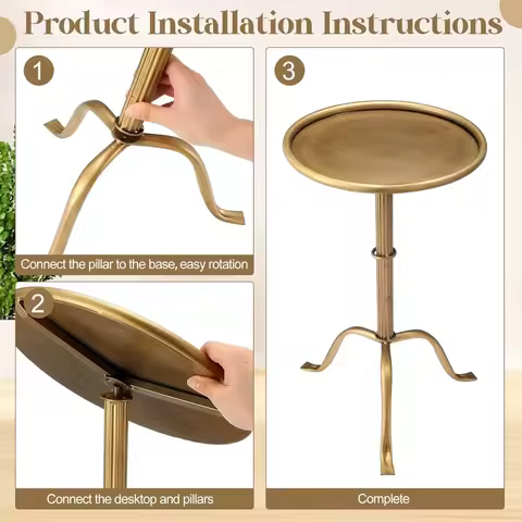 2 Pcs Metal Martini Table Pedestal Small Side Table 12.5 x 12.5 x 20.6 Inches for Living Room Bedroo