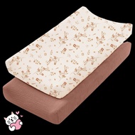 SIRENUZV 2PCS Diaper Changing Pad Cover, Breathable Cotton Reusable Changing Mat Cover, Sleeve Sheet