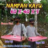 Wooden Tray, Disposable Tray Pink Storage Box Strapless/ Size 60x40x5