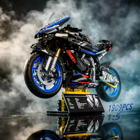 1:5 Scale S1000RR Style Superbike Building Blocks Model 1909PCS Black Knigh Racing Motorcycle Black 