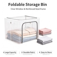 Foldable Steel Frame Storage Box Transparent Visual Clothing Quilt Storage Box Household Wardrobe Qu