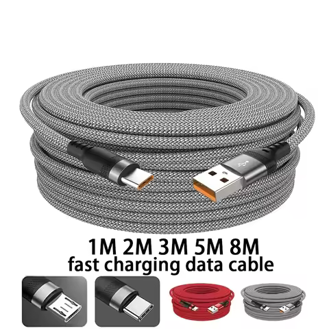 Usb Type-C\micro Usb Cable 8M 3M 2M 1.5M 1M 6A Data Cable 5M Fast Charge for Iphone 15 Samsung Huawe
