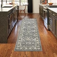 Superior Indoor Runner Rug, Jute Backing, Plush Floral Rugs for Entryway, Kitchen Floors, Office Flo
