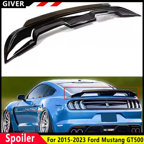 Rear Boot Trunk Lip Styling Accessories For 15 - 23 Ford Mustang Glossy Black Spoiler with Smoke Gur