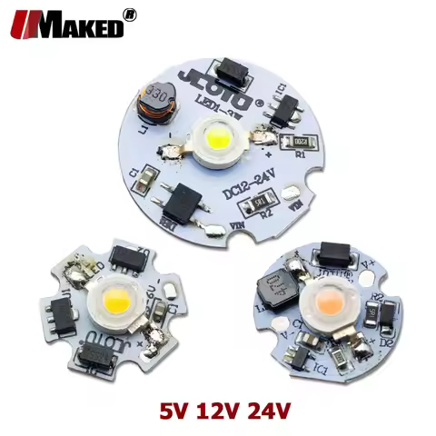 High Power1/3/5W LED PCB DC3-5V-12V-24V Aliminum Heatsink plate installed LEDs Warm White R/G/B/Y/P 