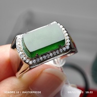 Cincin Pria Permata Batu Giok Asli Warna Hijau Kelas Pejabat