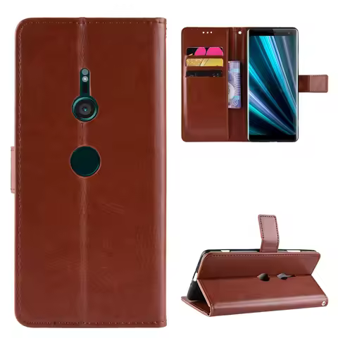 New For Sony Xperia XZ3 Case Retro Wallet Flip Style Glossy PU Leather Protective Phone Cover For So