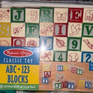 Melissa & Doug Classic Toy: ABC • 123 Blocks 50 Solid Wood Blocks + Storage Pouch