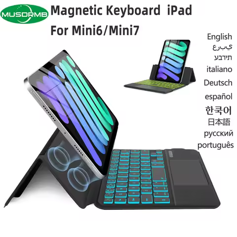 Case Keyboard for iPad mini 7 A17 Pro (2024) & Mini 6 8.3(2021) Leather Cover Keyboard for iPad Mini