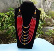 【秋冬新時尚】紅琉璃珠 天珠 古董蜜蠟項鏈 西藏 尼泊爾 民族風