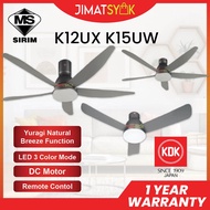 KDK Fan KDK K12UX 48inch 3 Blades KDK K15UW 60inch 5 Blades Short/Long Pipe 9 Speed DC Motor LED Ceiling Fan with Light