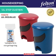 FELTON 12L Plastic Dustbin / Office Dustbin / Home Dustbin / Bathroom Dustbin FDB170