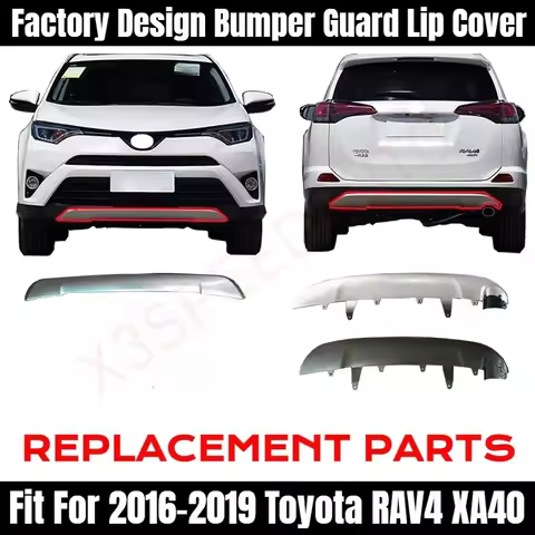 Fit For 2016-2019 Rav4 Rav 4 XA40 PP PLastic Front and Rear Back Bumper Guard Lip Cover Trims Protec