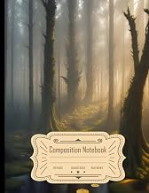 Composition Notebook College Ruled: Hyper-Detailed 3D Render of Multidimensional Forest in Golden Li