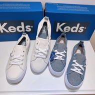 Keds White Shoes Soft-Soled Women Comfortable Breathable Brand Women Shoes Counter Genuine Elastic Band Slip-On Canvas Shoes Good Quality