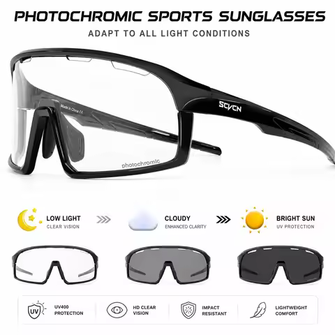 SCVCN Photochromic Cycling Sunglasses Men UV400 Eyewear Sports MTB Outdoor Goggles Bicycle UV400 Wom