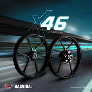 Masviral X46 Sport Rim Yamaha Y15 V1 V2 Y16 LC135 4Speed PNP Black Plug And Play 1.6/1.6*17 Hitam Bunga Rims X Series