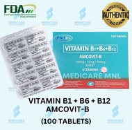 Vitamin B1 + B6 + B12 AMCOVIT-B Vitamin b (100 TABLETS)