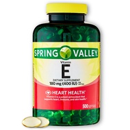 Spring Valley Vitamin E- 400 iu 180mg softgels 500 ct, hair skin and nails vitamin (Pack of 1)